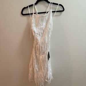 Lulus fringe lace up mini dress